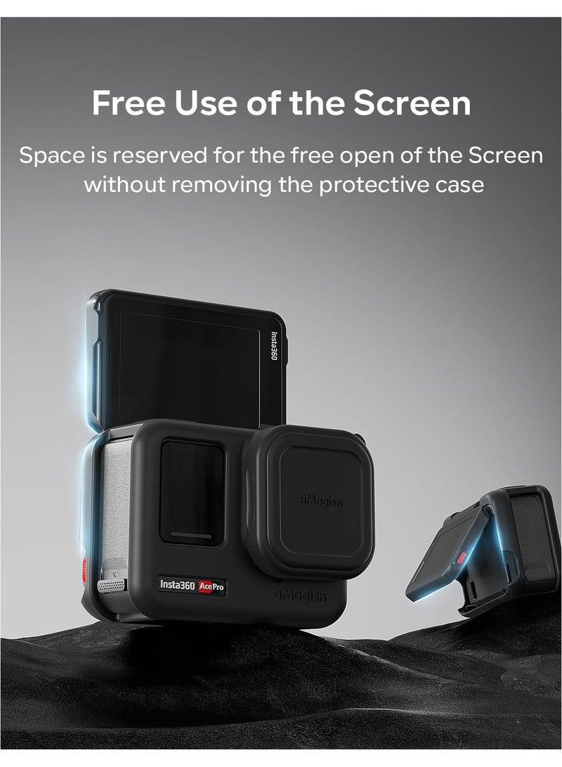 Silicone Protective Case for Insta360 Ace Pro, Shock Proof Protection Silicone Case, That Includes A Lens Cover For The Insta 360 Ace Pro Protective Accessories, with Anti-lost Rope