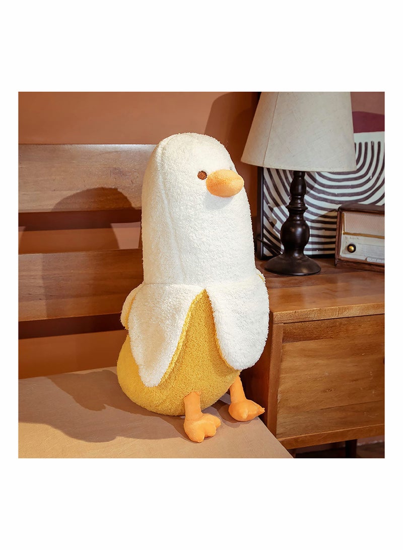Banana Duck Plush Toy Lovely Plushie Hugging Plush Pillow Duck Stuffed Animal for Girls and Boys White 19.7