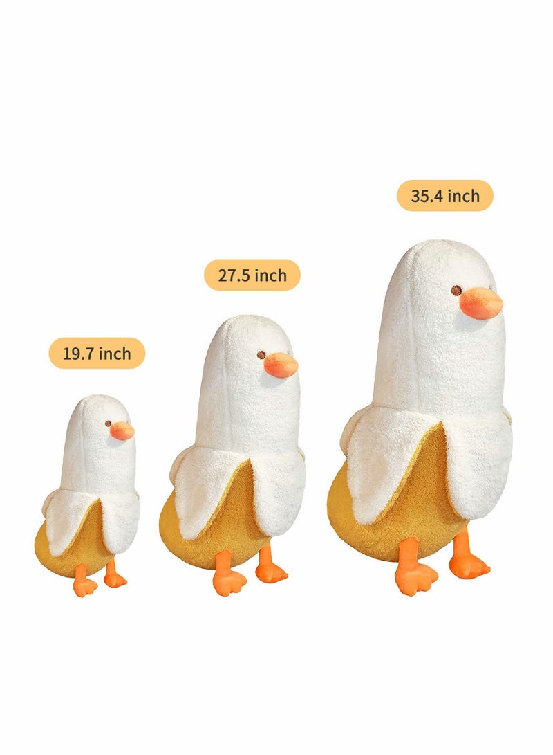 Banana Duck Plush Toy Lovely Plushie Hugging Plush Pillow Duck Stuffed Animal for Girls and Boys White 19.7