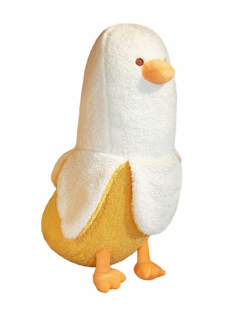 Banana Duck Plush Toy Lovely Plushie Hugging Plush Pillow Duck Stuffed Animal for Girls and Boys White 19.7