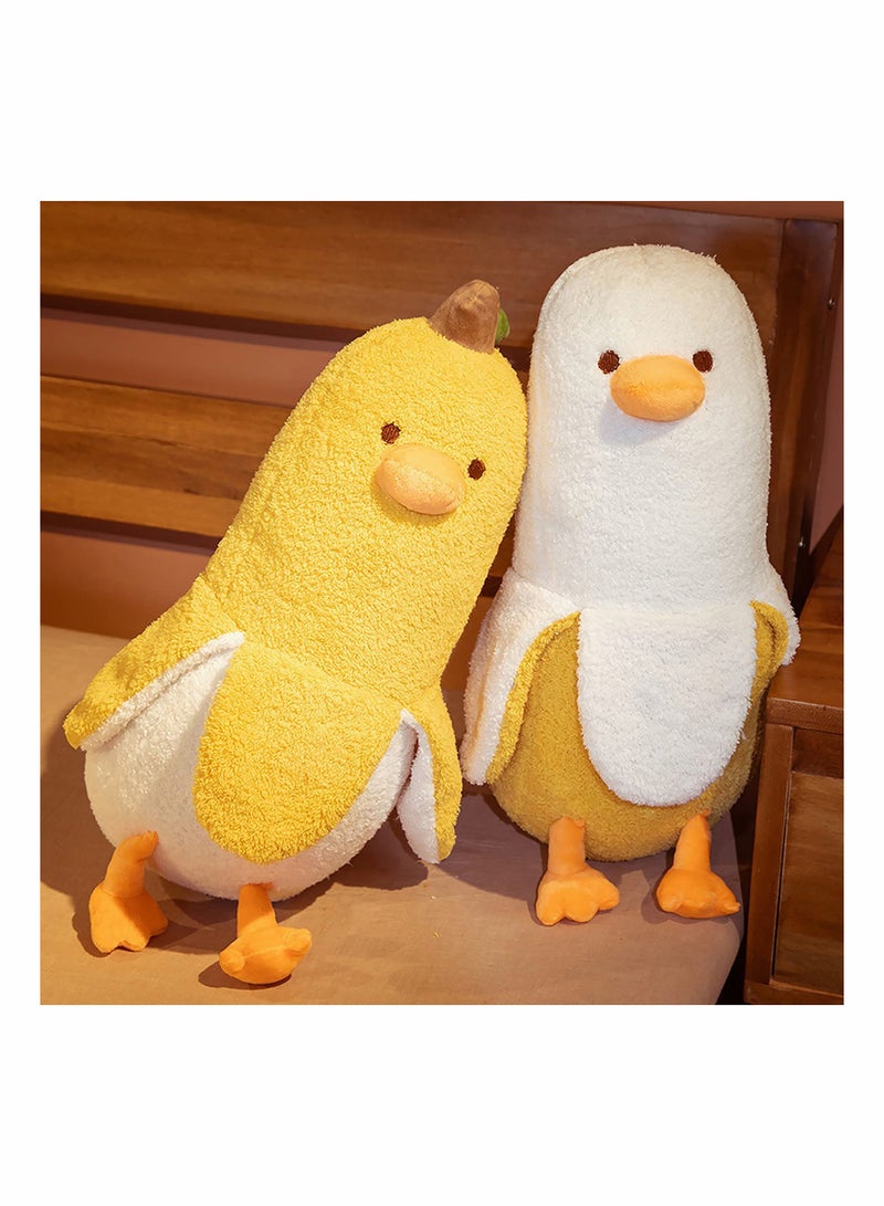 Banana Duck Plush Toy Lovely Plushie Hugging Plush Pillow Duck Stuffed Animal for Girls and Boys White 19.7