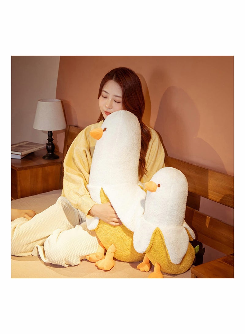 Banana Duck Plush Toy Lovely Plushie Hugging Plush Pillow Duck Stuffed Animal for Girls and Boys White 19.7