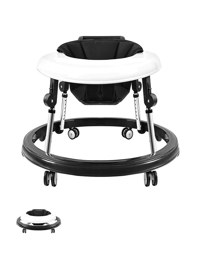 Adjustable Height Foldable Anti-Rollover Baby Walker With Quiet Wheels, Push Handle, 5 Positions, 6 - 18 Months