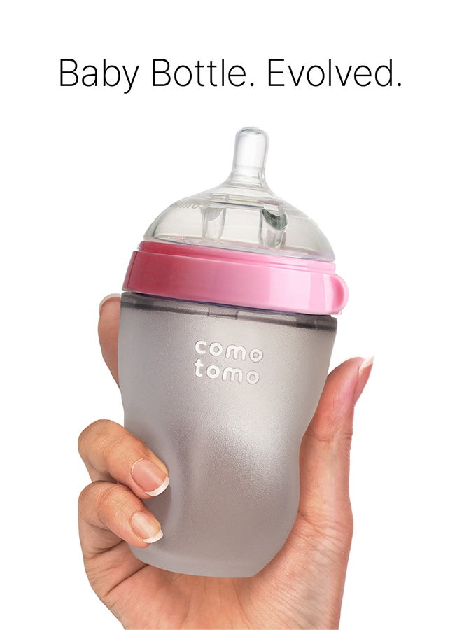 Natural Feel Baby Bottle 250 ML With Silicone Baby Teether, 3 Months +