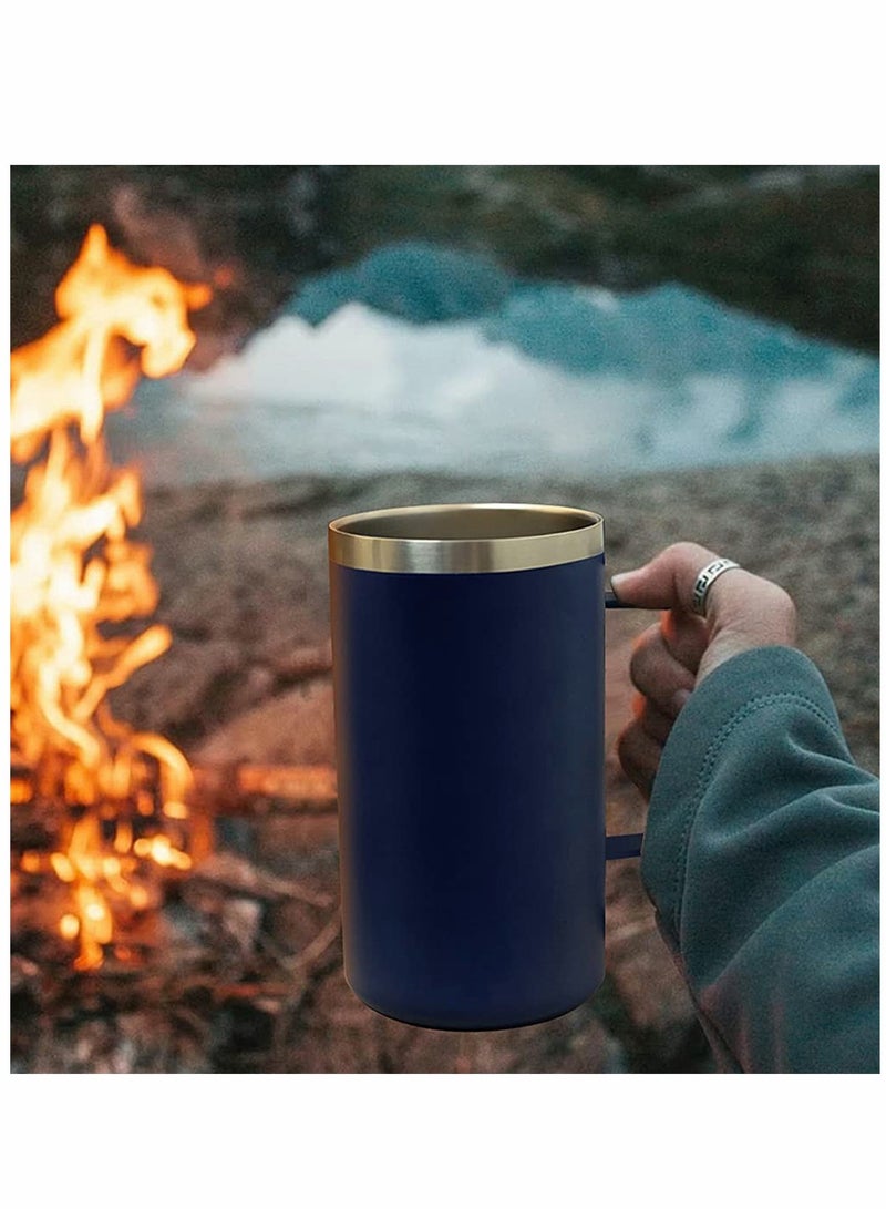 Coffee Mug, 22 Oz Stainless Steel Insulated Coffee Mug with Handle, Tumbler Cup with Sliding Lid, Double Wall Vacuum Travel Mug for Hot and Cold Drinks Tea, Dark Blue