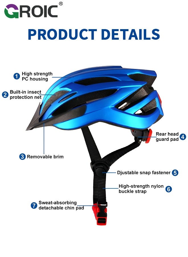 Bike Helmet, Bicycle Helmet for Men Women with Detachable Sun Visor Quick Release Strap Cycling Helmet Microshell Design Adjustable Size,Safety Protection Equipment