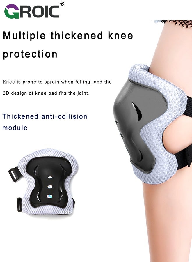 Kids Protective Gear Adjustable Protective Helmet,Kids Helmet Knee Elbow Pads Wrist Guard Sport Protective Gear Adjustable Scooter Skateboard Roller Bike Skate Cycling Safety Set(Black)