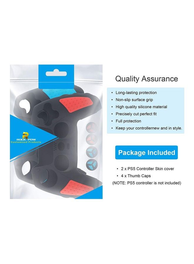 2-Piece Anti-Slip Silicone Controller Cover For PlayStation 5 With Thumb Grip Caps
