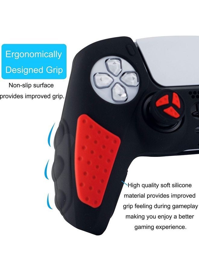 2-Piece Anti-Slip Silicone Controller Cover For PlayStation 5 With Thumb Grip Caps