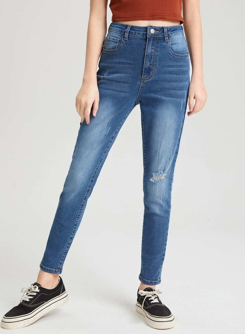 Teen Teen Girls High Waisted Ripped Skinny Jeans