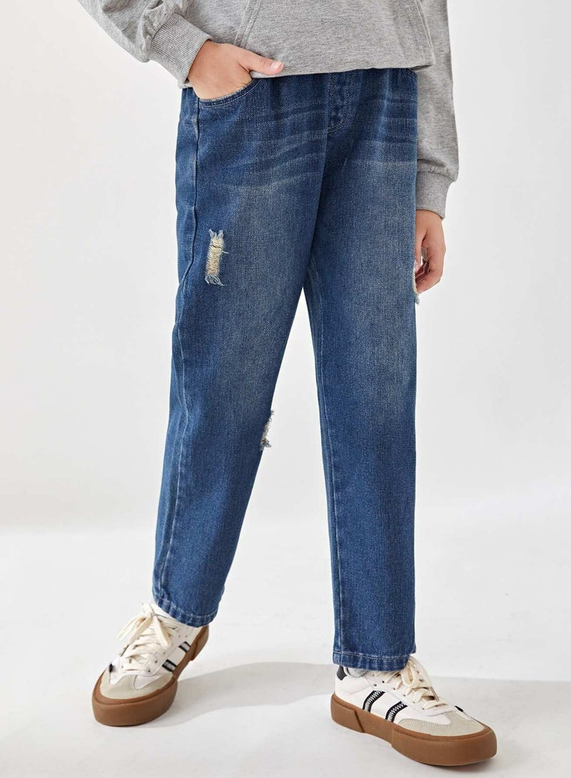 Boys Ripped Cat Whisker Jeans