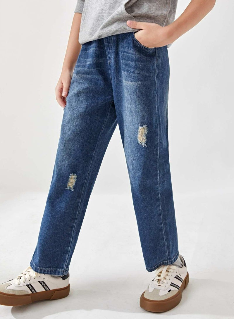 Boys Ripped Cat Whisker Jeans