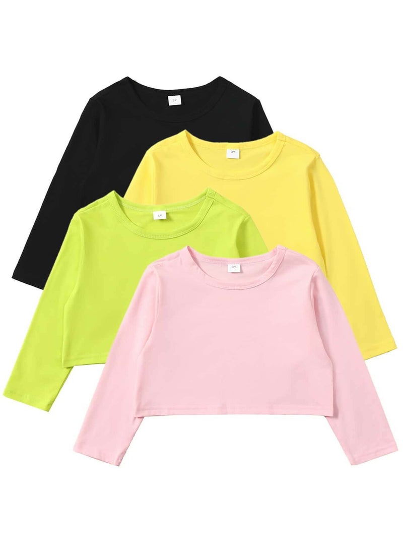 Toddler Girls 4pcs Solid Tee