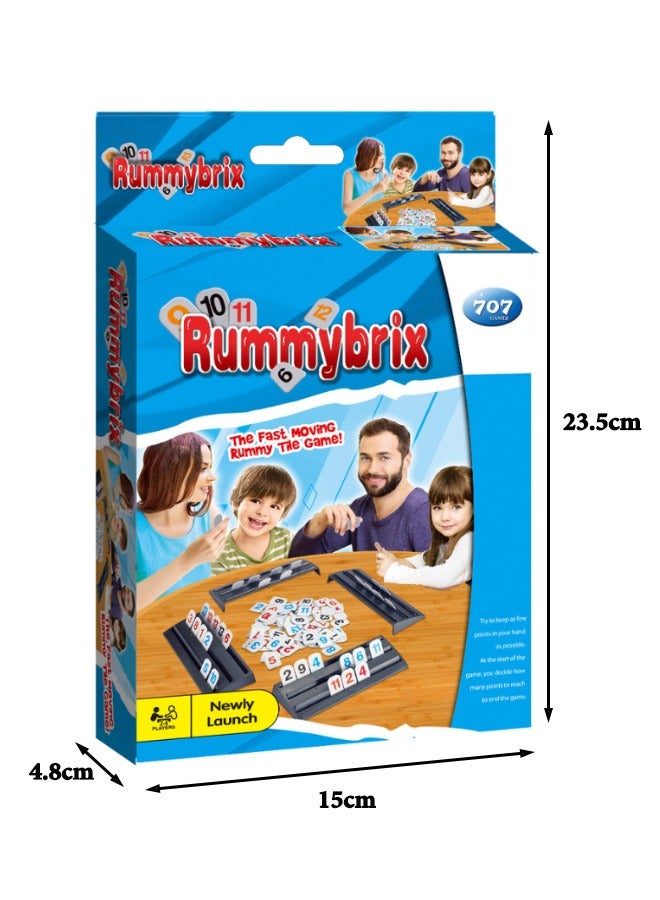 Rummy Set, Classic Rummy Tile Game, The Fast Moving Rummy Tile Game, with 4 Sturdy Three Tier Exclusive Folding Playing Racks and Instructions, 2-4 Players, Great Gift, 23.5X15X4.8CM