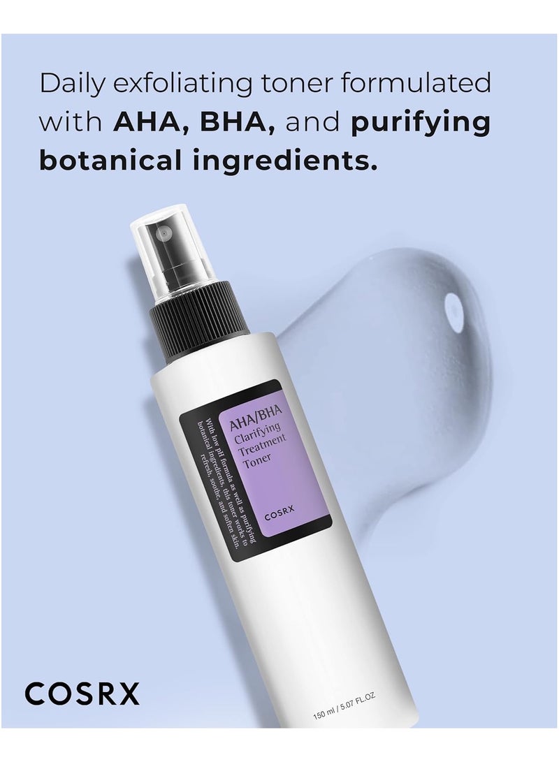 AHA/BHA Clarifying Treatment Toner Facial Exfoliating Spray for Whiteheads Pores & Uneven Skin Korean Toner 150ml