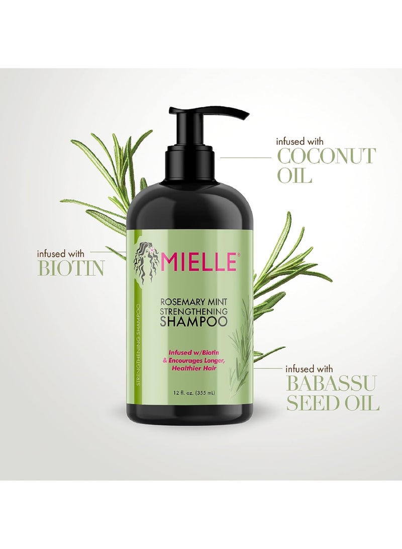 Organics Rosemary Mint Strengthening Set - 2 Oils + Shampoo- Infused With Biotin, Cleanses And Helps Strengthen Weak And Brittle Hair 440ml