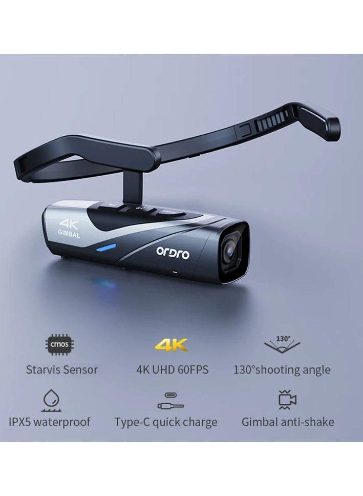 Ordro EP8 Head Wearable Action Camera Vlog 4K 60fps for YouTube Videos Motorcycle Helmet Digital Camcorder Camara Stabilization