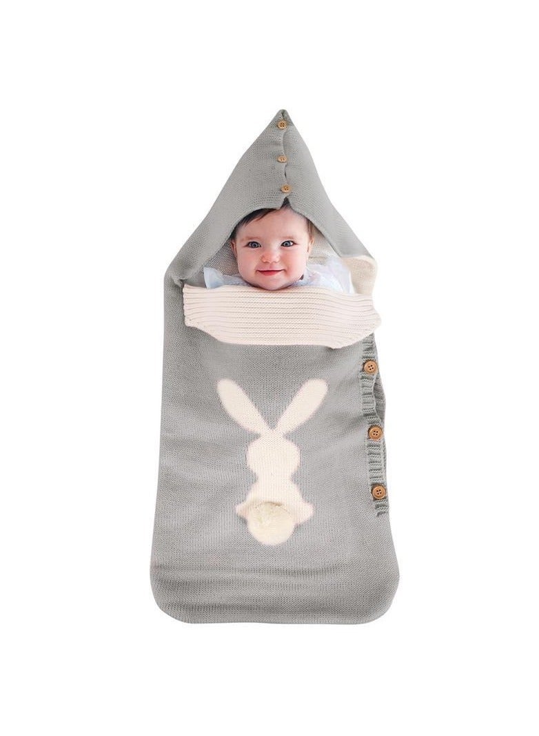 Cozy Knitted Rabbit Button Baby Sleeping Bag