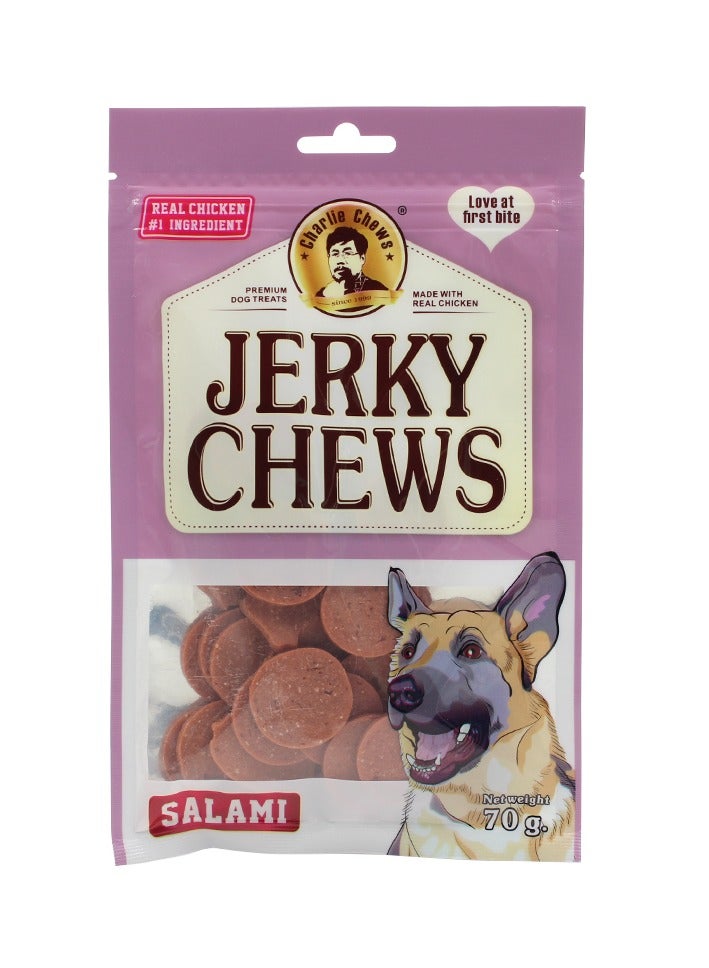 Charlie Jerky Chews Stick Salami Flavor Premium Dog Treats Pack of 5Bags