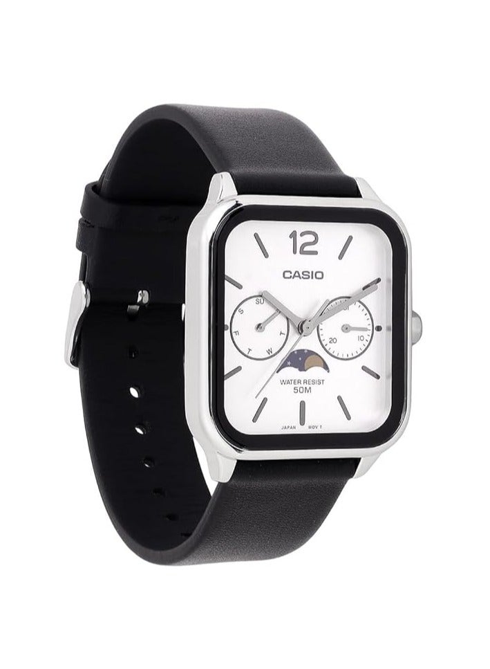 CASIO Analog Black Leather Band White Dial Men's Watch MTP-M305L-7AVDF