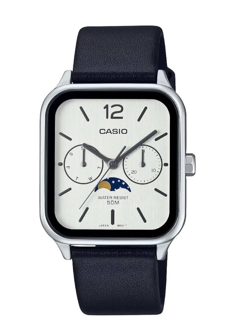CASIO Analog Black Leather Band White Dial Men's Watch MTP-M305L-7AVDF