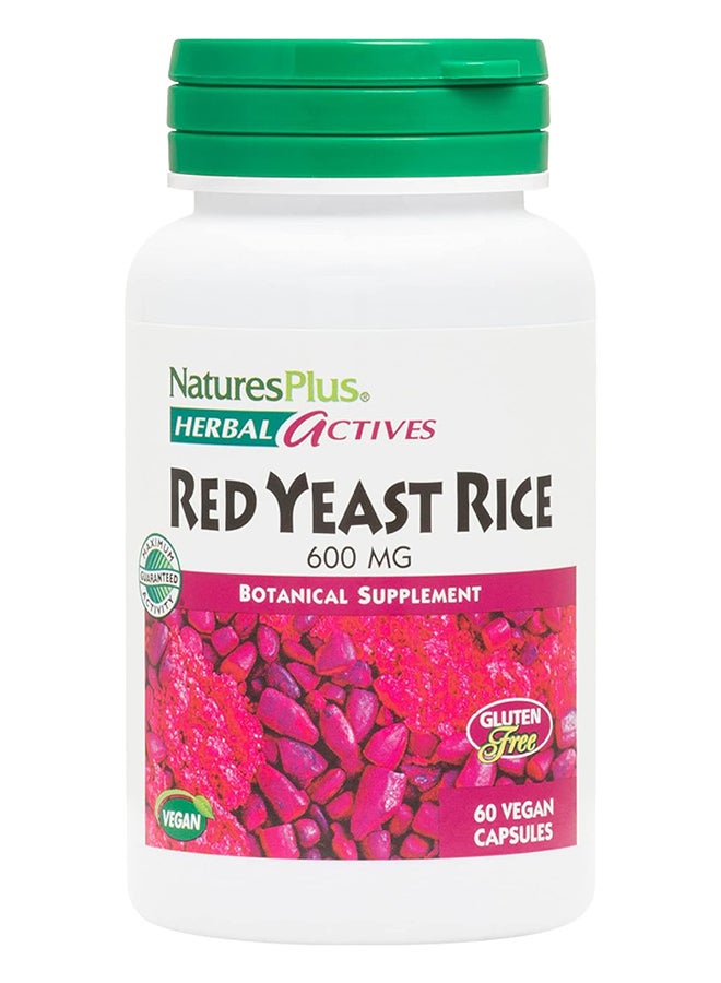 Herbal Actives Red Yeast Rice 600Mgbotanical Supplement Gluten Free 60 Vegan Capsules
