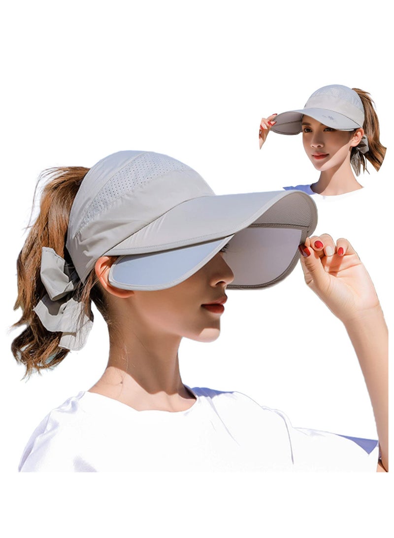 Wide Brim Visor Hat for Women, Golf Visor Cap Sun Protection Hat for Beach Garden Tennis Running Sunshade Hat