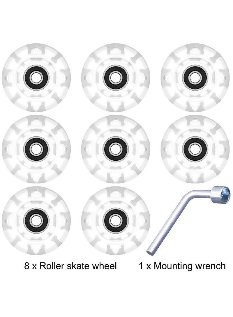 Roller Skate Wheels with Luminous Quad[8 Pack], Light Up Speed Skates Wheels for Indoor or Outdoor Double Row Skating and Skateboard