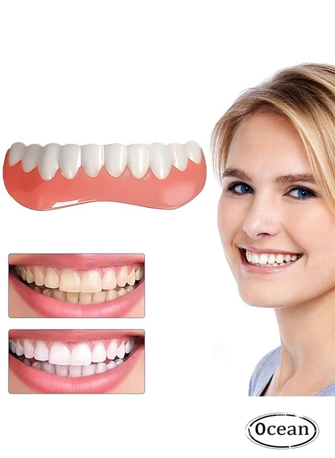Perfect Smile Lower Veneer False Teeth, Instant Veneers Fake Instant Smile Veneers Cosmetic Teeth Whitening Temporary Prosthesis Teeth, Nature and Comfortable Protect Your Teeth, for Men Women Adult