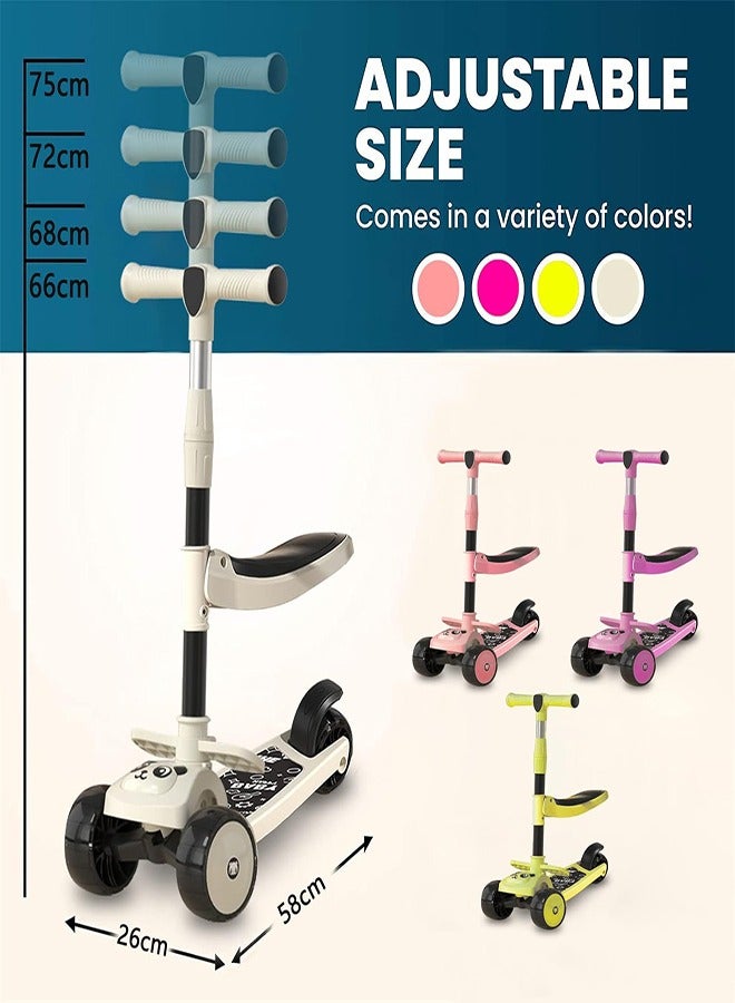 Kids' Scooters 5 In 1 Pedals with Music and LED Wheels Adjustable Push Bar Height and Handlebar Height Folding Seats and Playpens