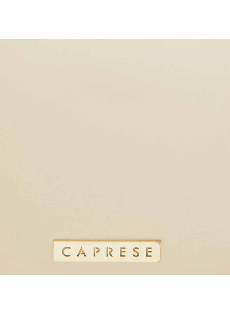 Caprese Gracie Solid Cream Faux Leather Medium Satchel Bag