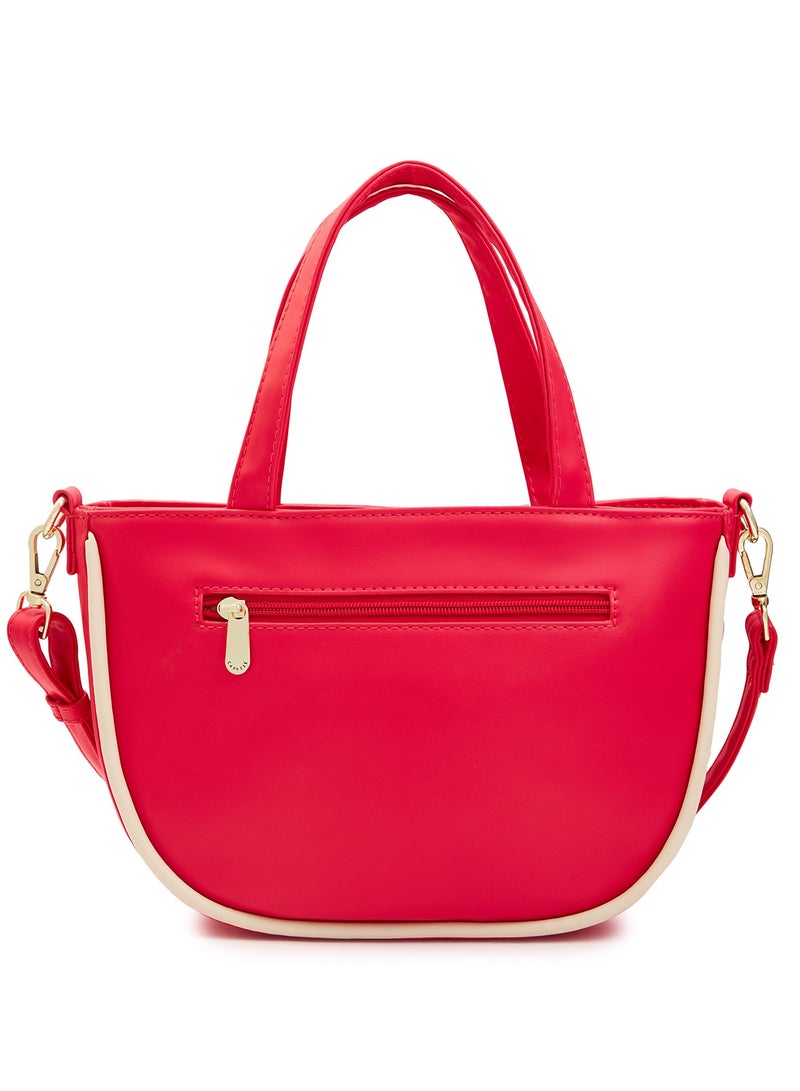 Caprese Gracie Solid Magenta Faux Leather Medium Satchel Bag