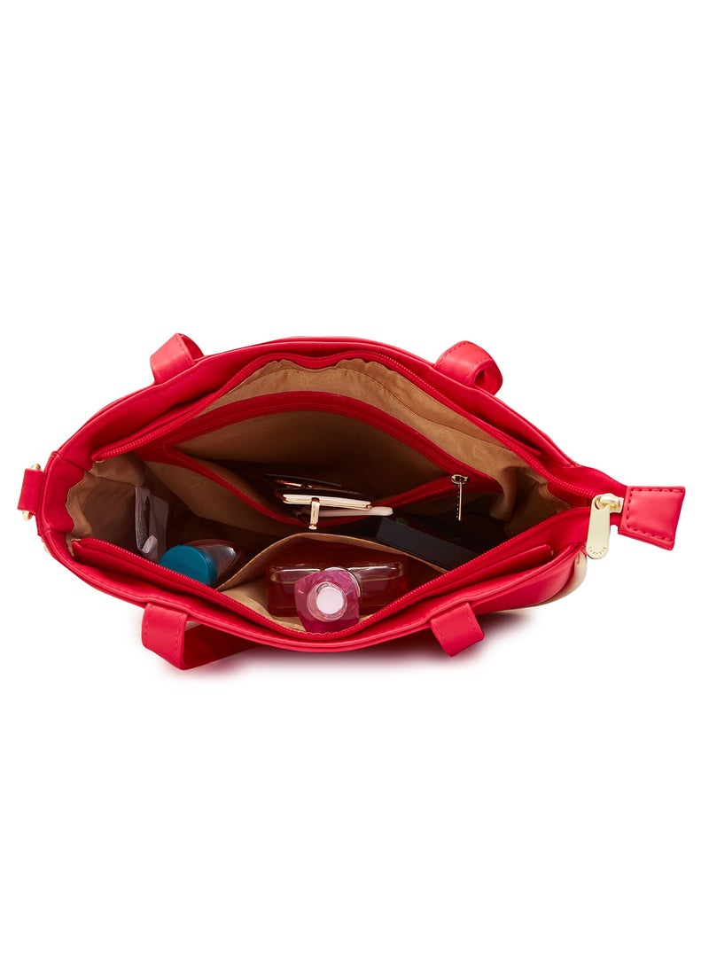 Caprese Gracie Solid Magenta Faux Leather Medium Satchel Bag
