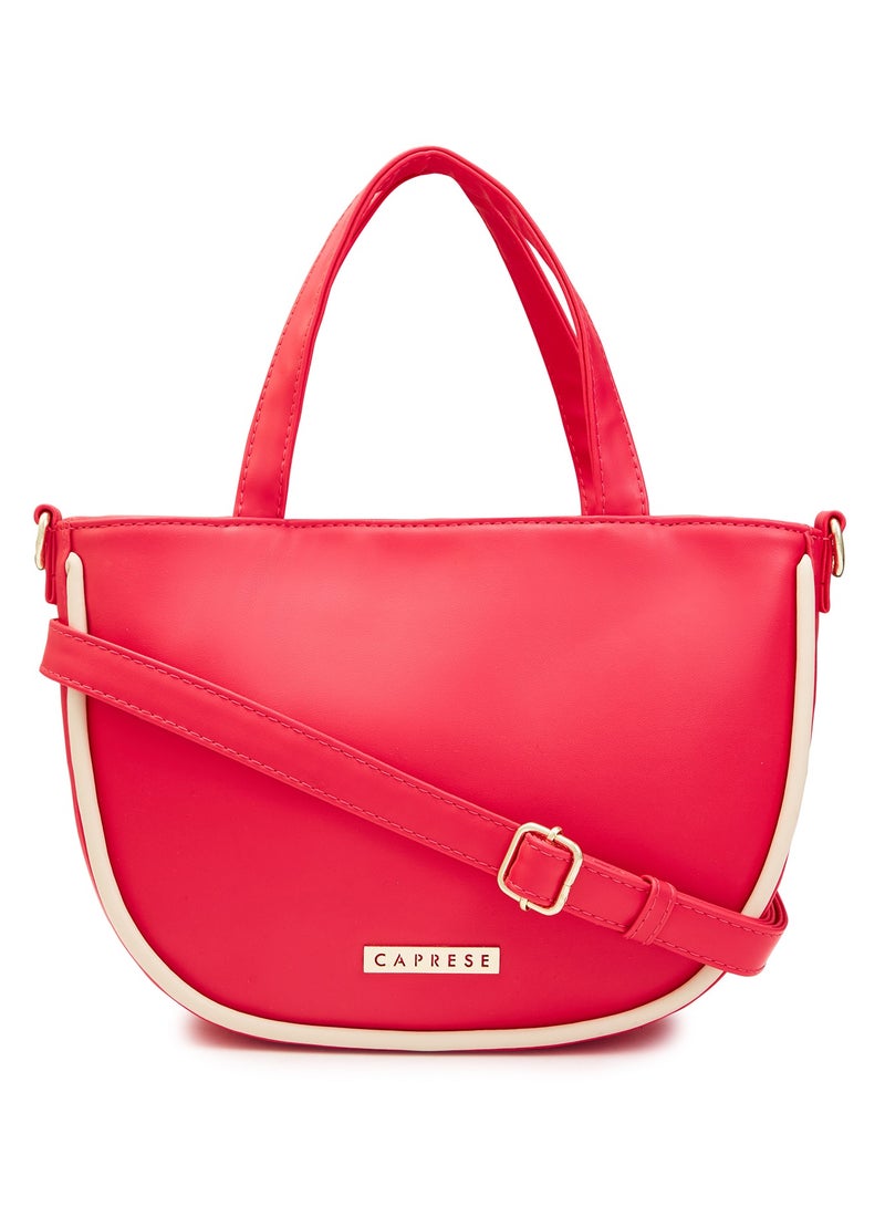 Caprese Gracie Solid Magenta Faux Leather Medium Satchel Bag