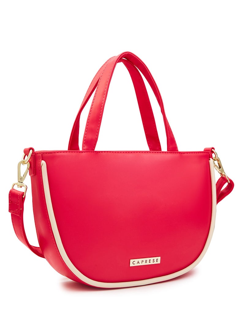 Caprese Gracie Solid Magenta Faux Leather Medium Satchel Bag