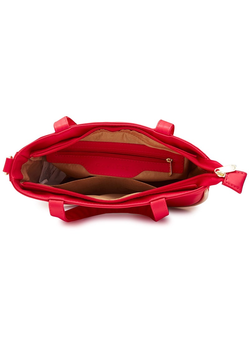 Caprese Gracie Solid Magenta Faux Leather Medium Satchel Bag
