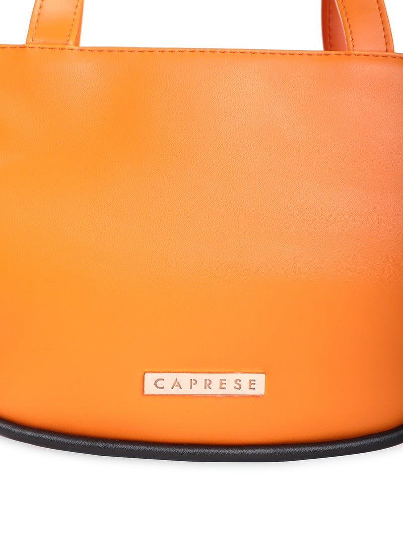 Caprese Gracie Solid Orange Faux Leather Medium Satchel Bag
