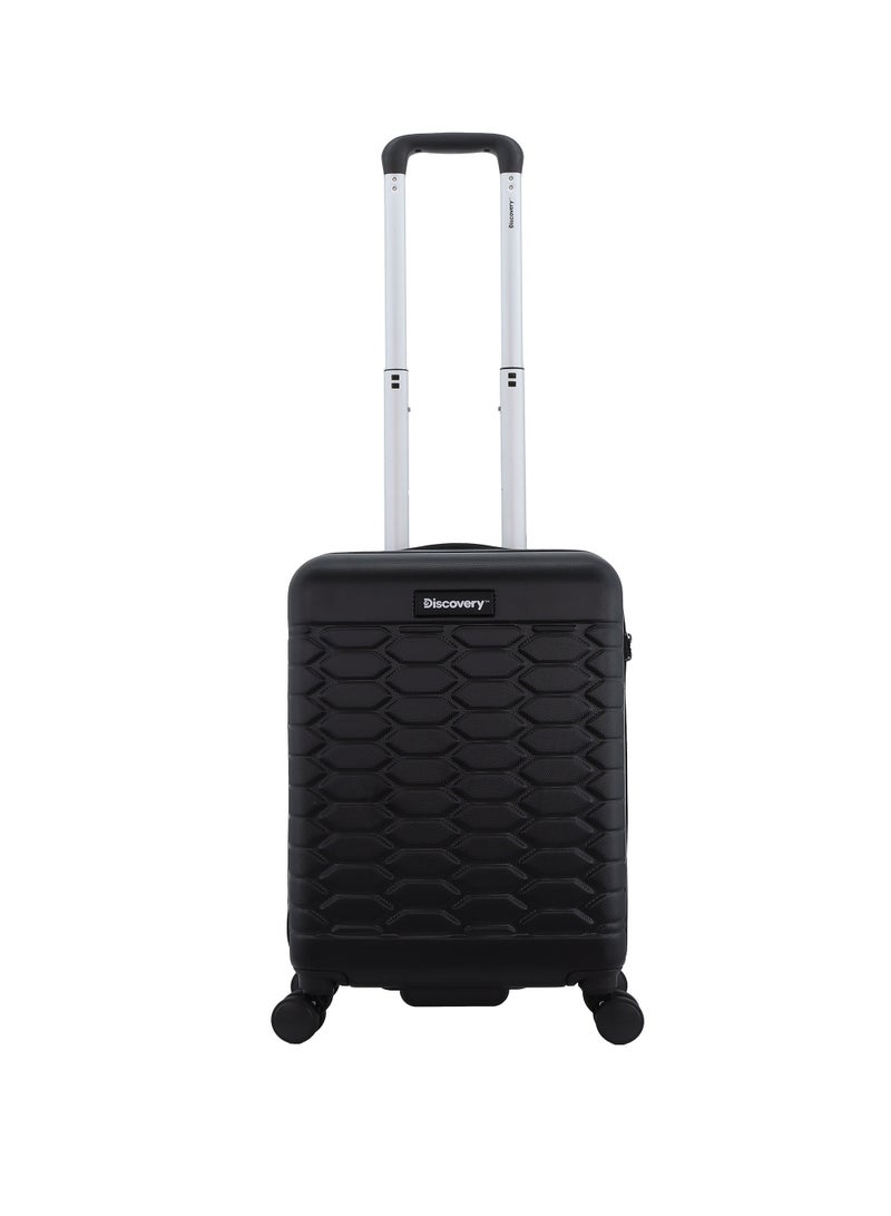 Discovery Reptile ABS Hardshell Small Cabin Carry-On Luggage Black, Durable Lightweight Suitcase, 4 Double Wheel With TSA Lock Trolley Bag (20 Inch).