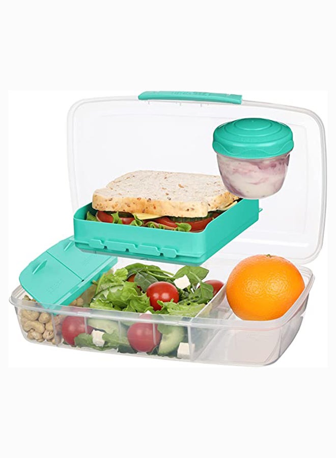 Sistema 1.76 Liter Teal Bento Box : Portable Meal Container, On-The-Go Launch Box, Meal Prep Container, Lunchbox With Compartments, Food Storage Solution - Leak-proof - Portable - BPA-free