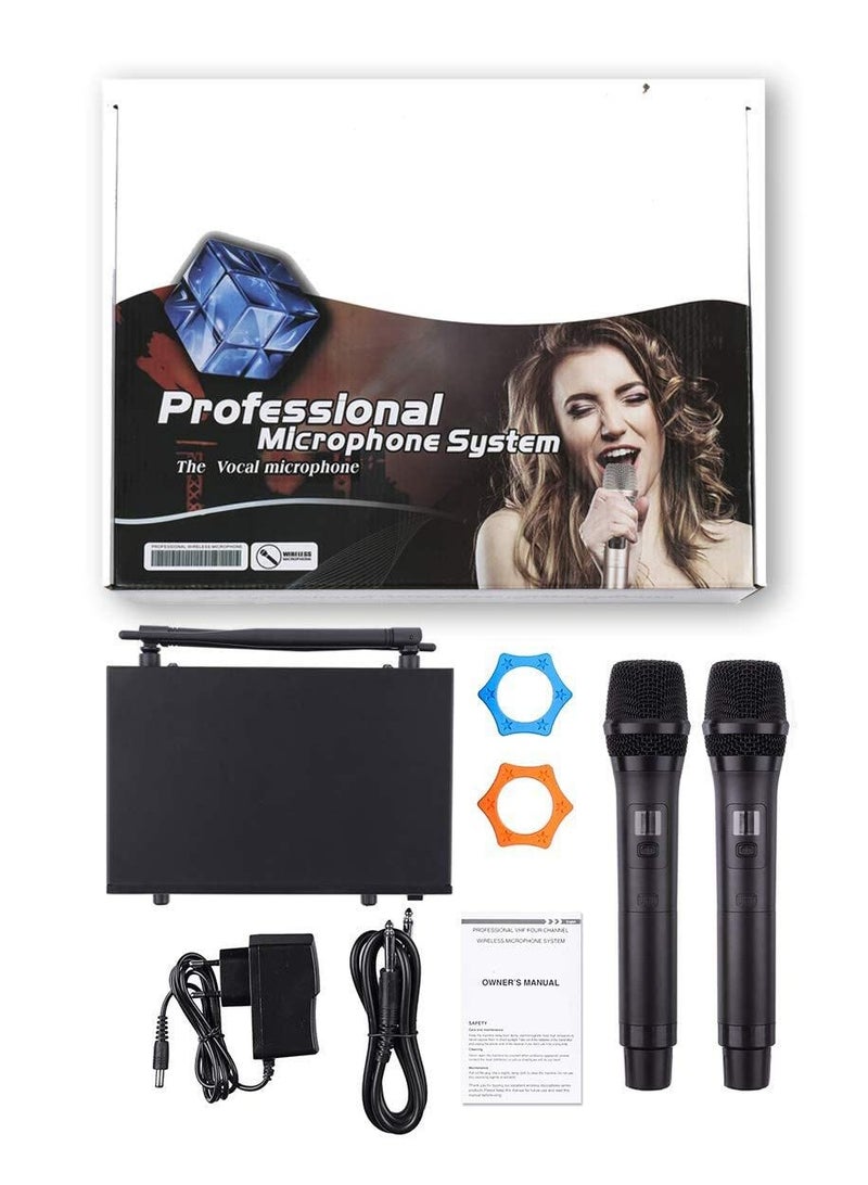 Wireless Microphone，Metal Professional Dual Channel Handheld Dynamic Mic System, for Karaoke, Party, DJ, Wedding, Meeting, Home KTV Set, Outdoor Events