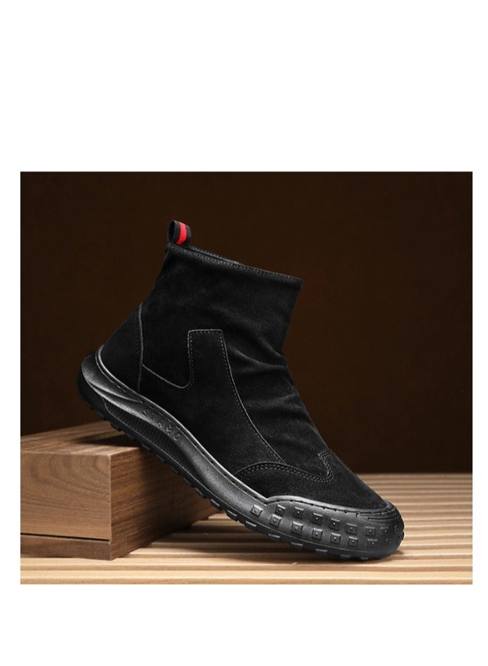 Martin Boots New High Top Casual Fashion Shoes Black Anti Dirt and Wear Resistant Fashion Men's Leather Boots