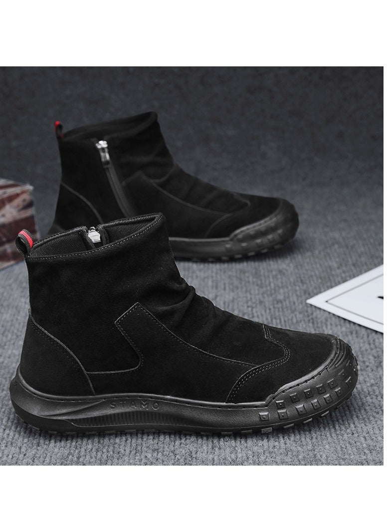 Martin Boots New High Top Casual Fashion Shoes Black Anti Dirt and Wear Resistant Fashion Men's Leather Boots