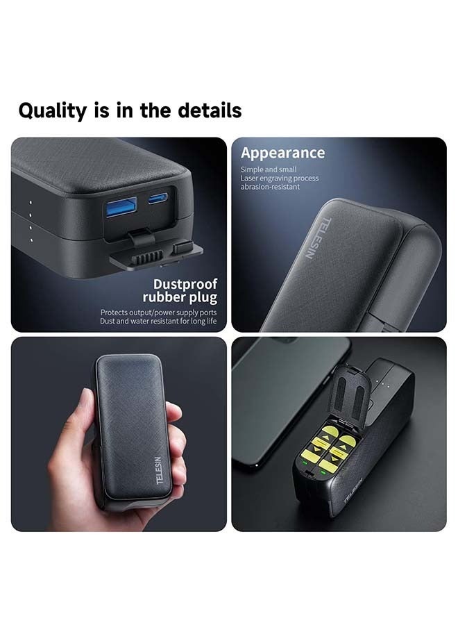 Wireless Charging Case for Gopro 12, Dual Slot Storage Battery Charger Power Bank(10000mAh) for Gopro, Fully Compatible for Gopro Hero 12, Hero 11, Hero10/9/8/7/6/5 Battery