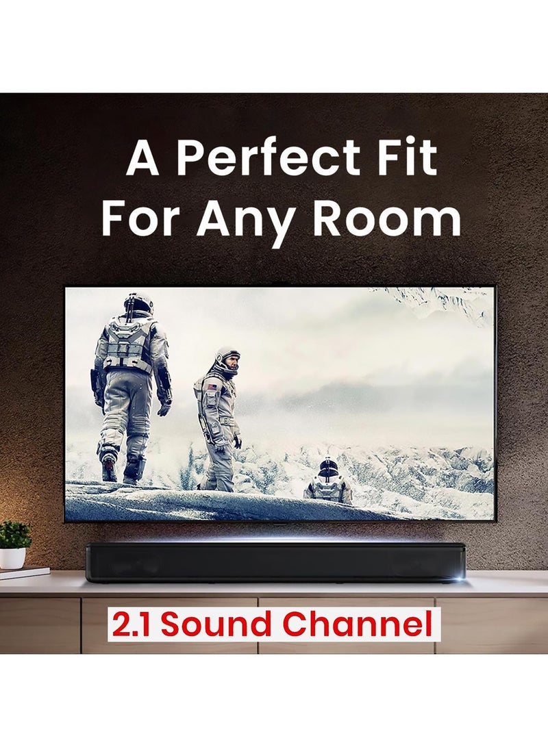 Bluetooth Wireless Soundbar Home Theater System Speaker, 2.1 Channel, Built-in Subwoofer, Surround Sound, BT5.3, HDMI-ARC, Optical, USB, AUX, Remote & Touch Control, Multiple Sound Modes (Grey)