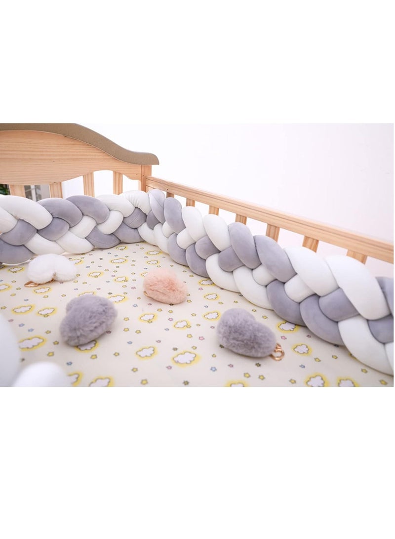 4 Shares Braided Cot Bumper Cushion Soft Knot Pillow Cot, Braided Pillows Knotted Cot Bumper 2m