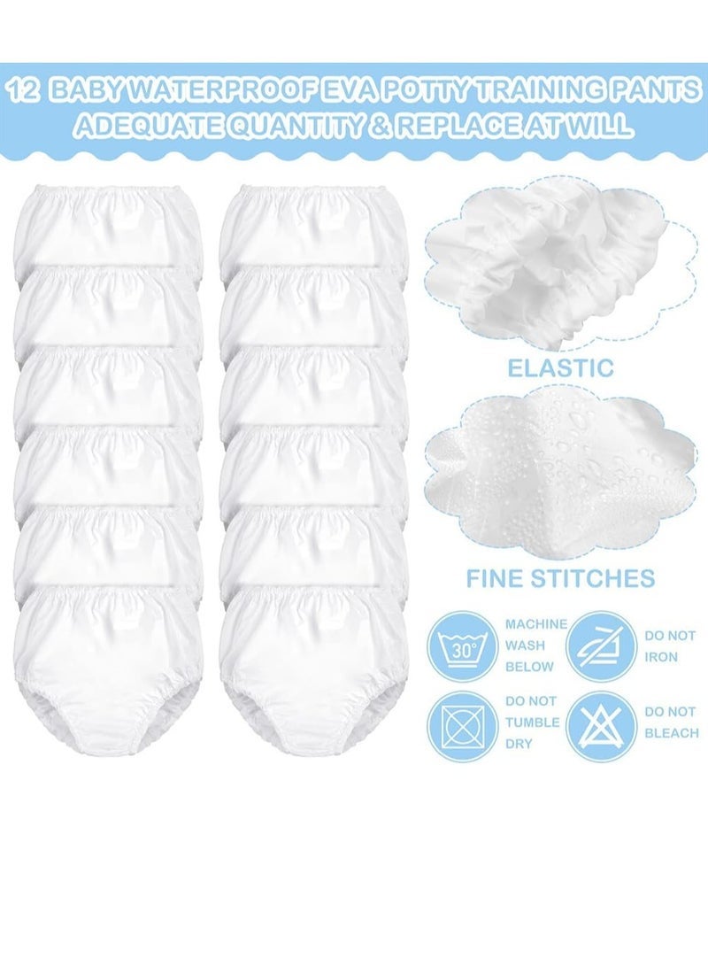 12 Pairs Baby Potty Training Pants, Waterproof Plastic Pants for Toddlers Plastic Diaper Covers