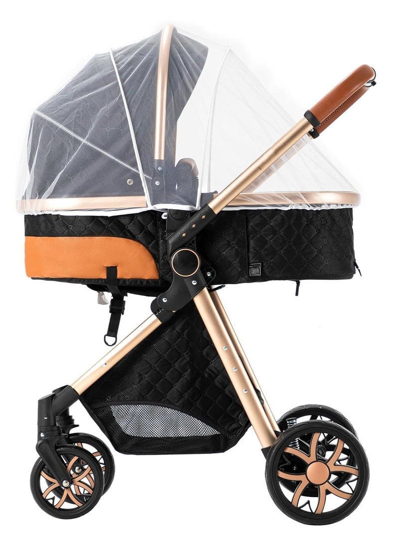 in 1 Travel System Stroller with Reversible Carrycot Baby Stroller Standard Stroller for Children Portable Luxury Folding Stroller Baby Stroller 3 Pieces High Landscape