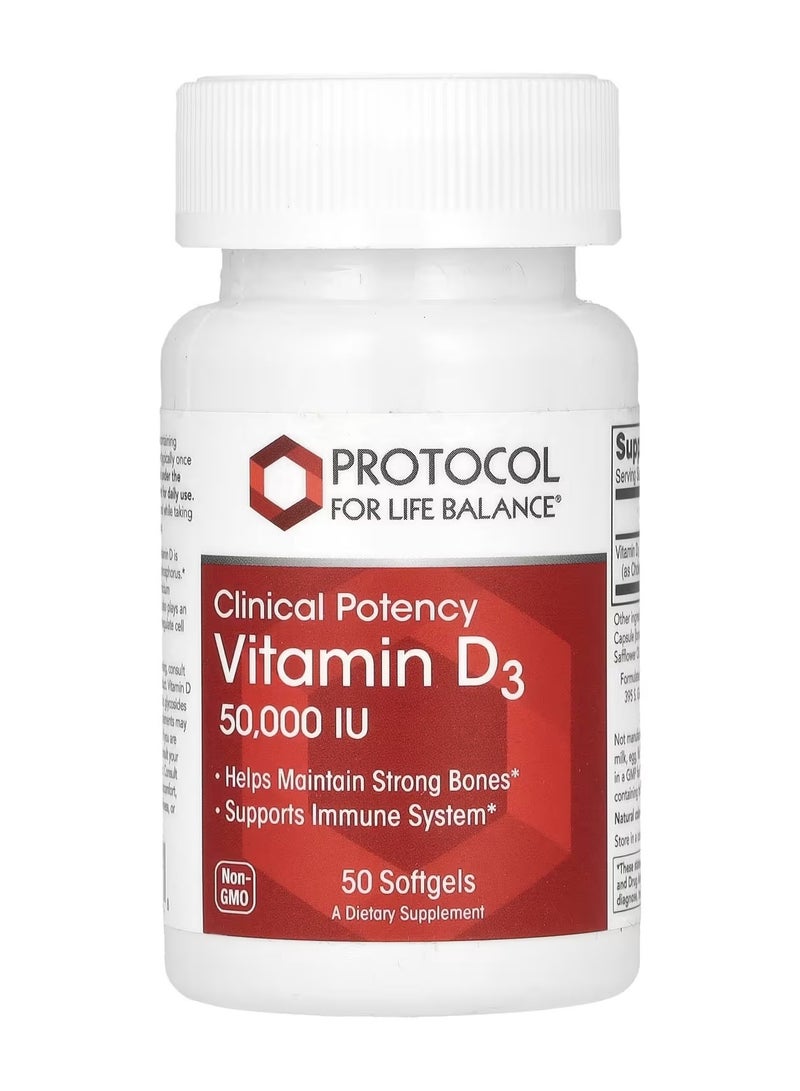 Clinical Potency, Vitamin D3, 50,000 IU, 50 Softgels