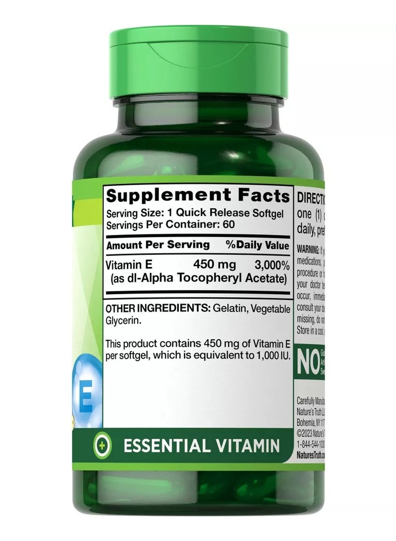 Nature’s Truth High Potency E 450mg 60 Softgels 60 Serving