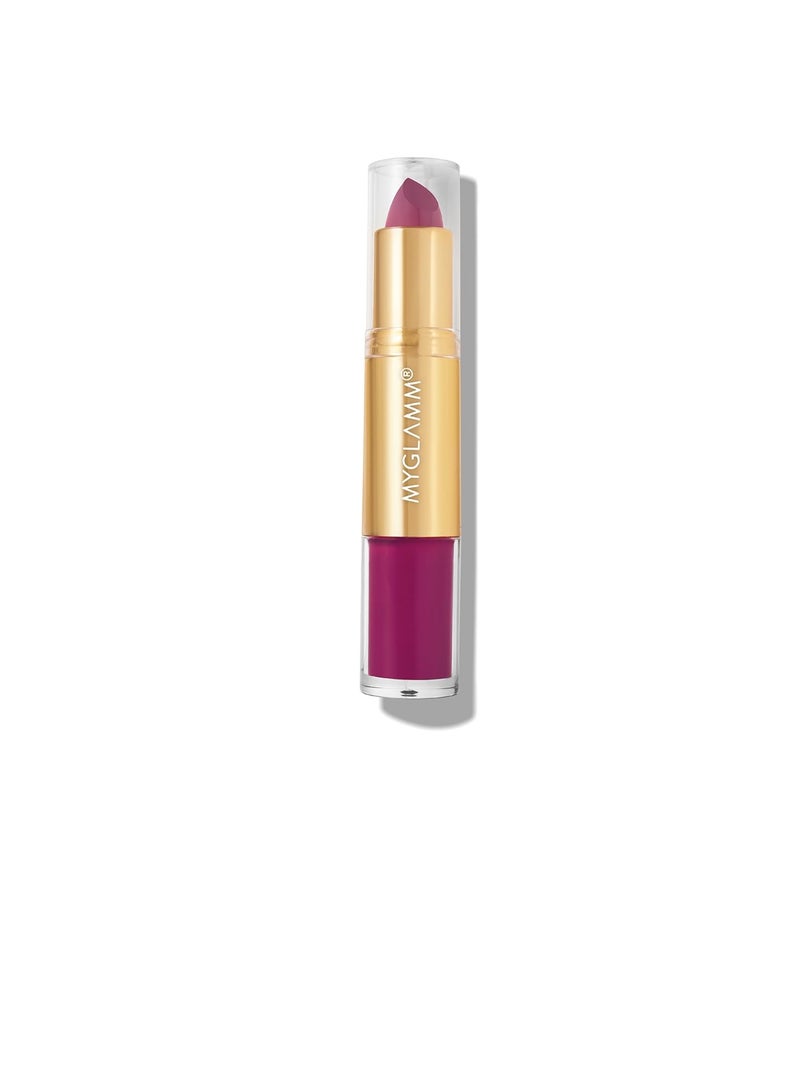 Super Duo Lipstick Flirty   Haute Plum Shade Long Lasting Highly Pigmented 2 in 1 Liquid and Bullet Matte Lipstick  4.2g  2.5ml